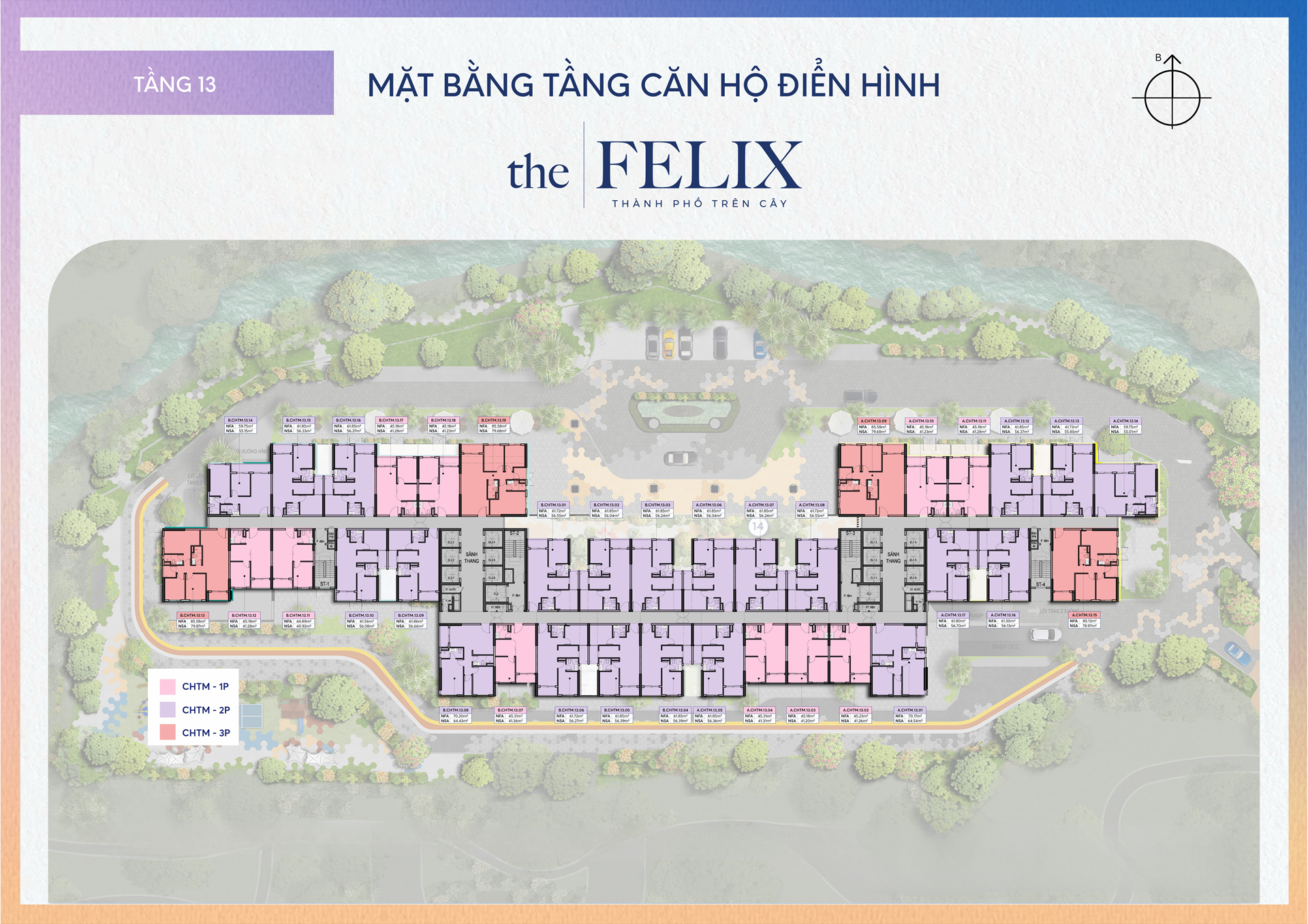 Mặt bằng tầng 13 căn hộ The Felix Mặt bằng tầng 13 căn hộ The Felix