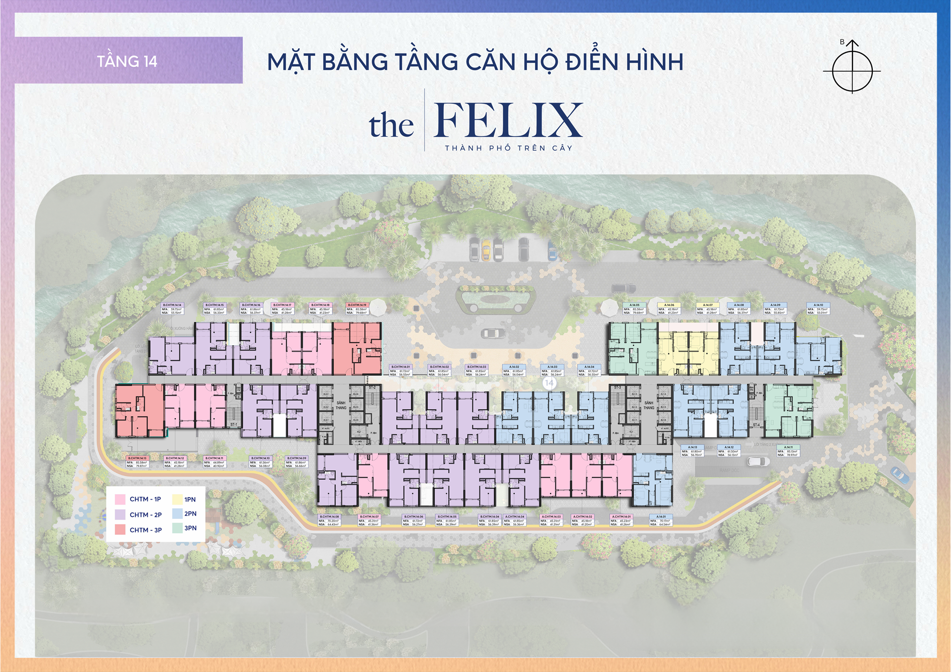 Mặt bằng tầng 14 căn hộ The Felix Mặt bằng tầng 14 căn hộ The Felix