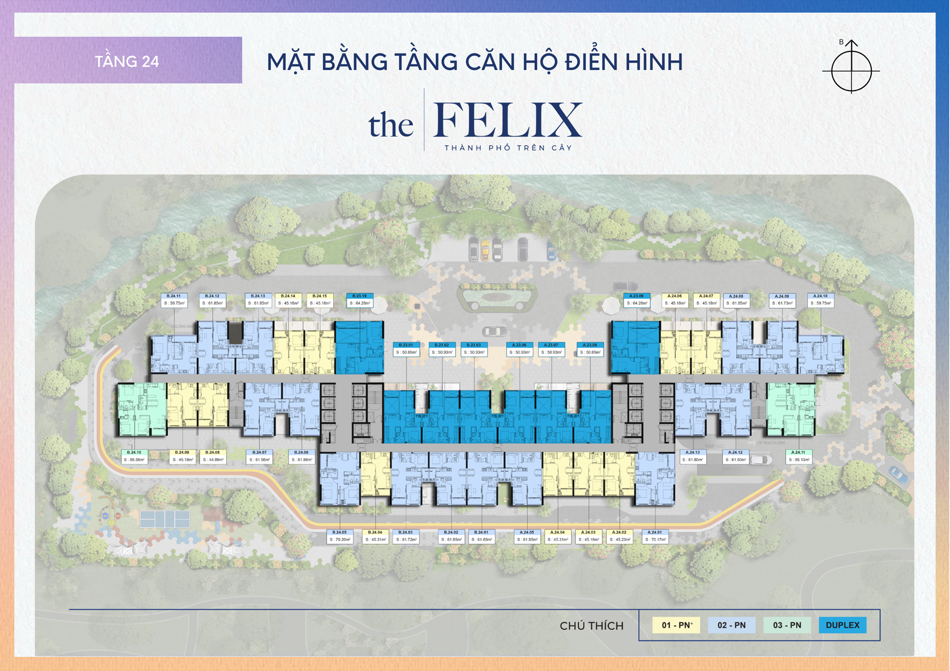 Mặt bằng tầng 24 căn hộ The Felix