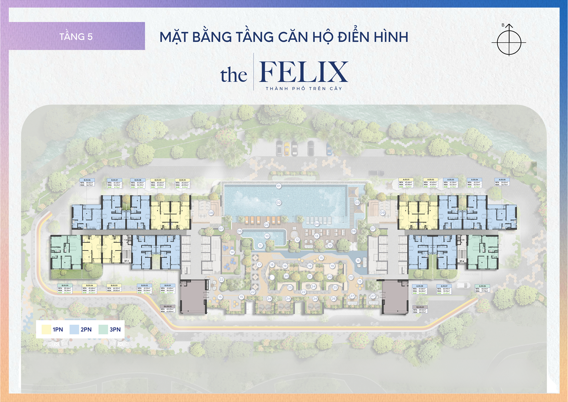 Mặt bằng tầng 5 căn hộ The Felix Mặt bằng tầng 5 căn hộ The Felix