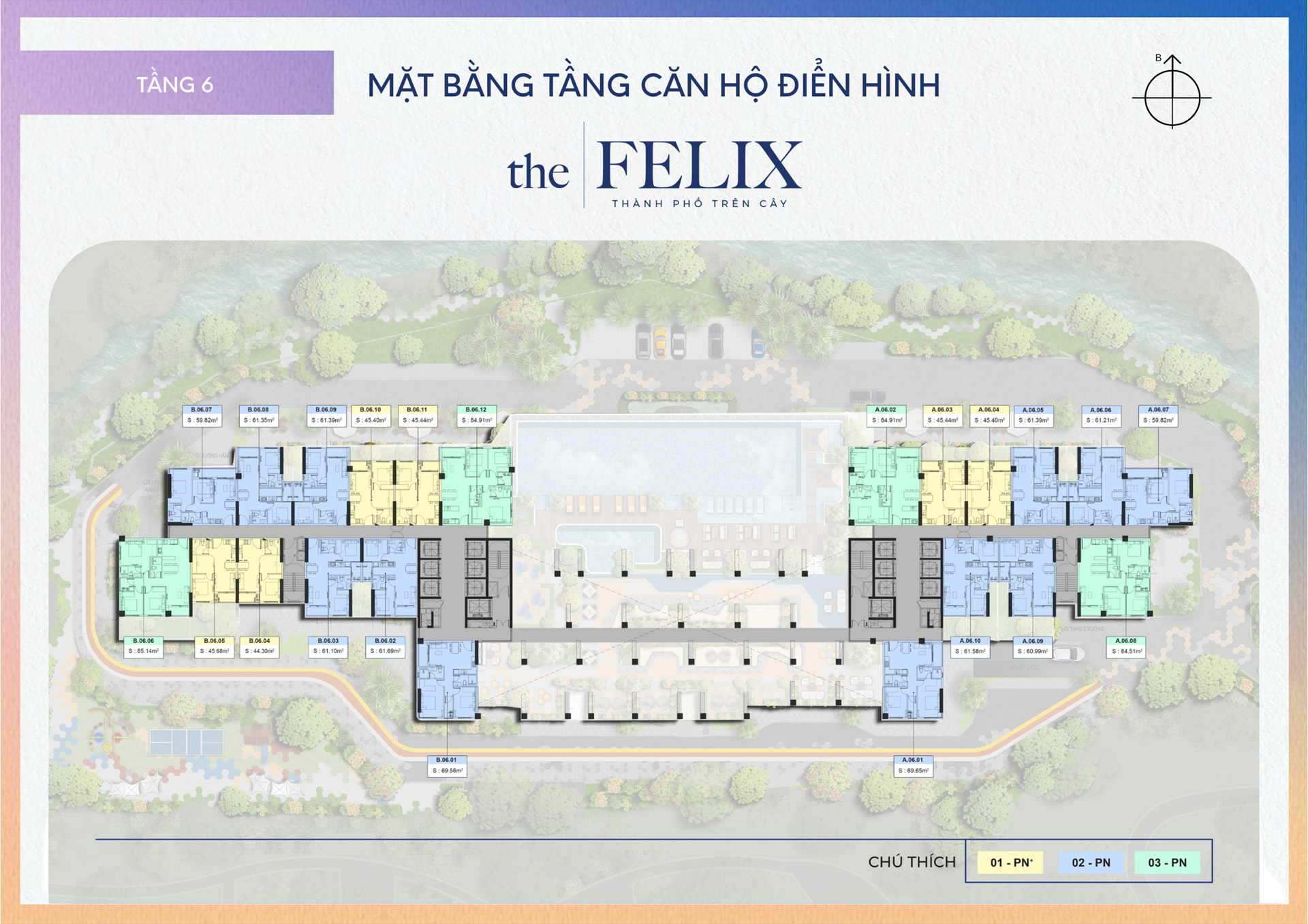Mặt bằng tầng 6 căn hộ The Felix