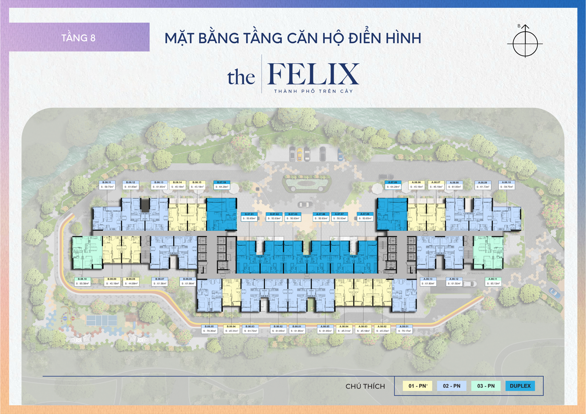 Mặt bằng tầng 8 căn hộ The Felix