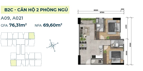 Thiết kế căn 2PN mã căn A9, A21