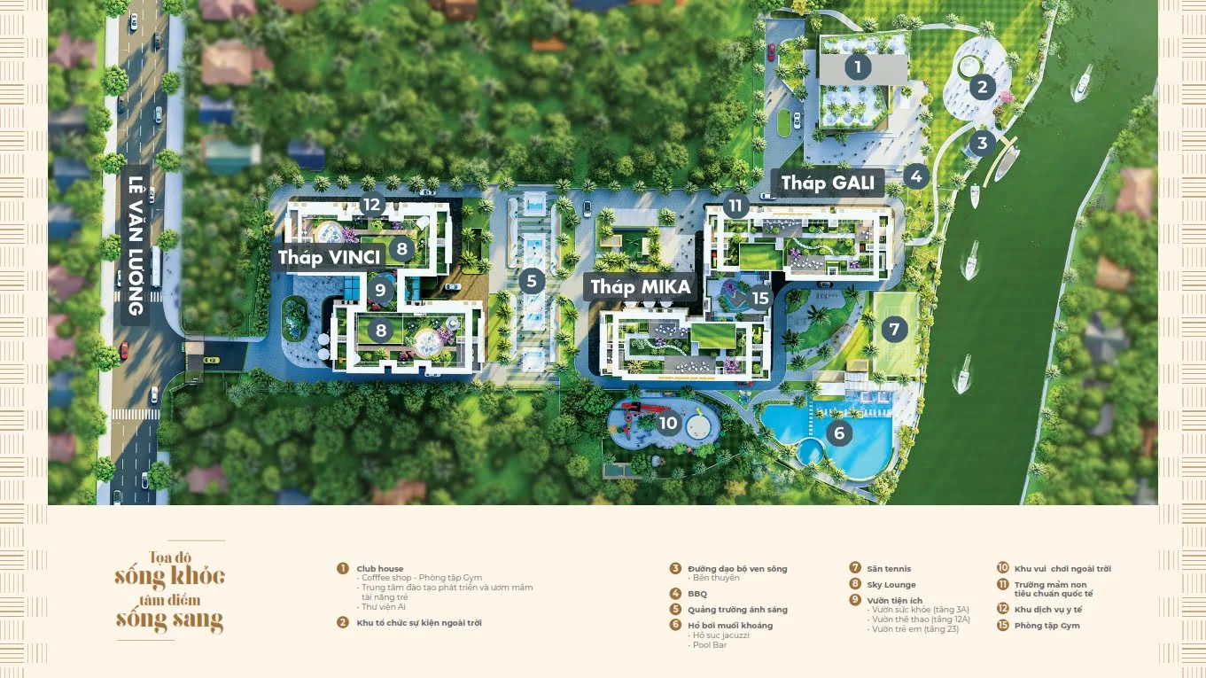 Tổng thể tiện ích nội khu tại căn hộ Khải Hoàn Primie Nhà Bè