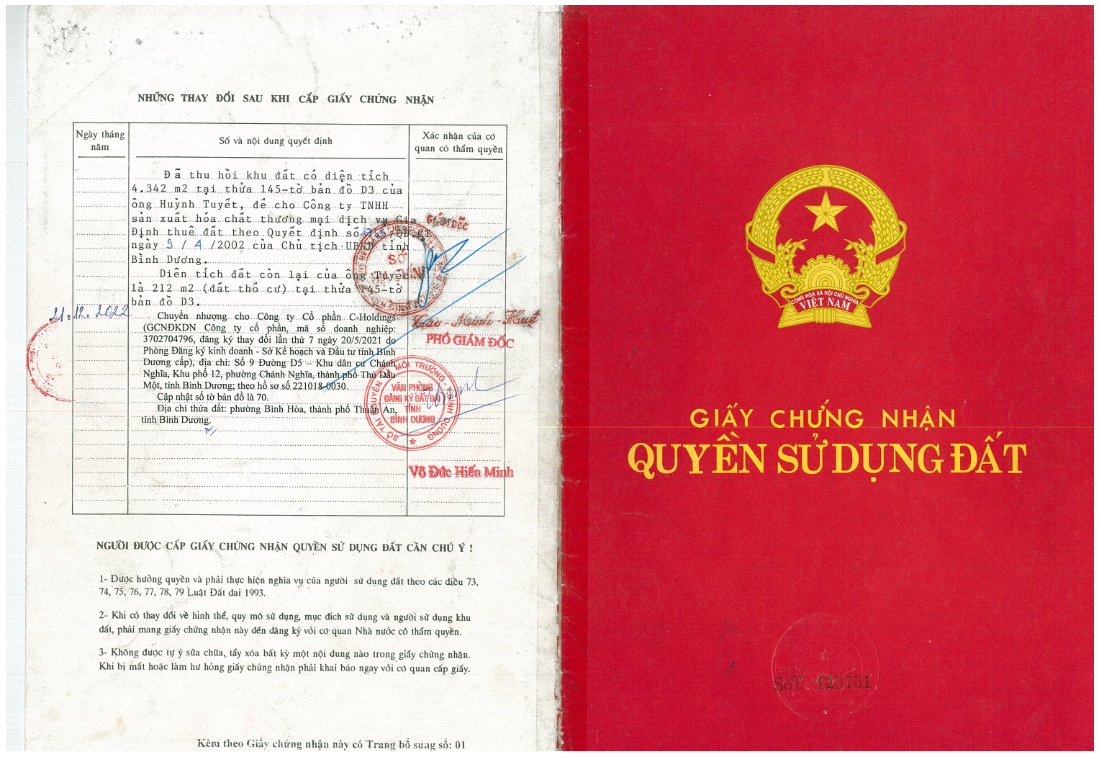 Giấy chứng nhận quyền sử dụng đất The Felix