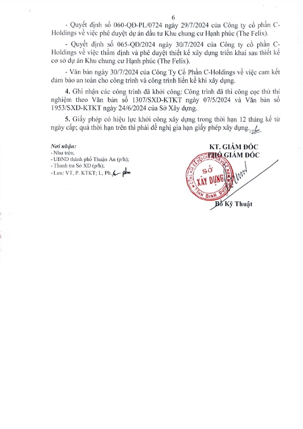 Giấy phép xây dựng dự án The Felix 06