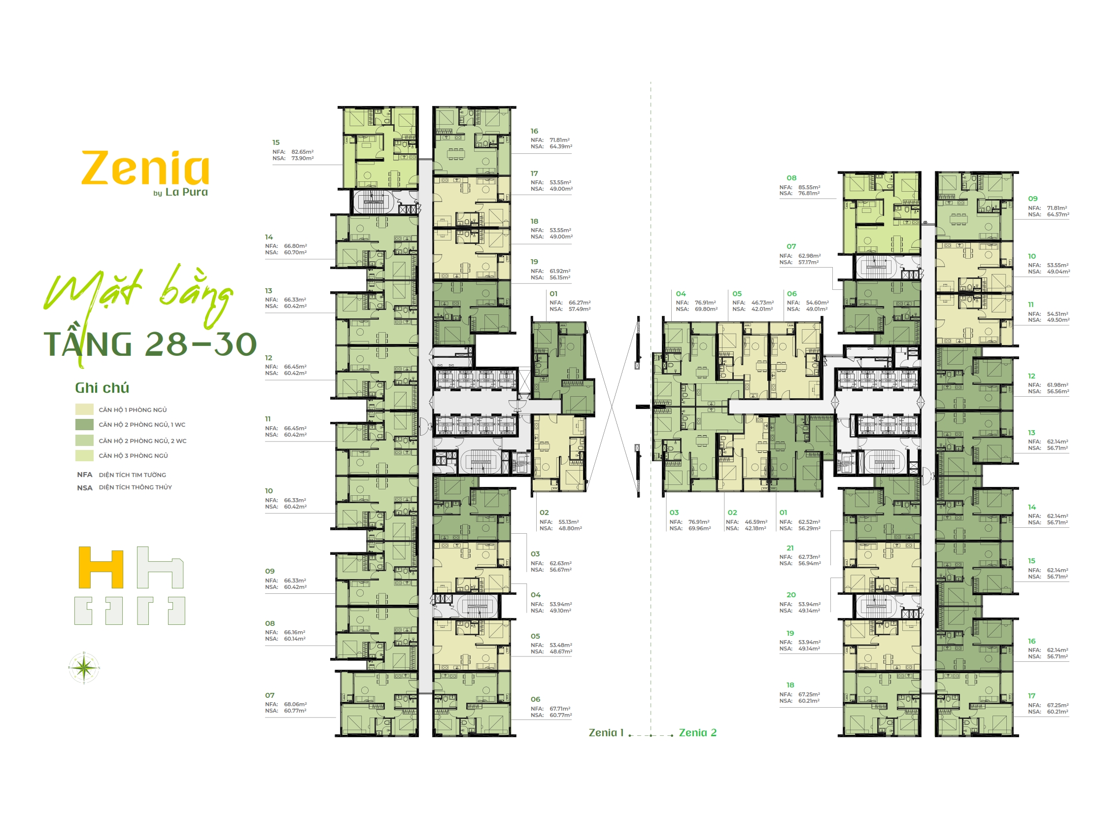 Mặt bằng La Pura tầng 28 - 30