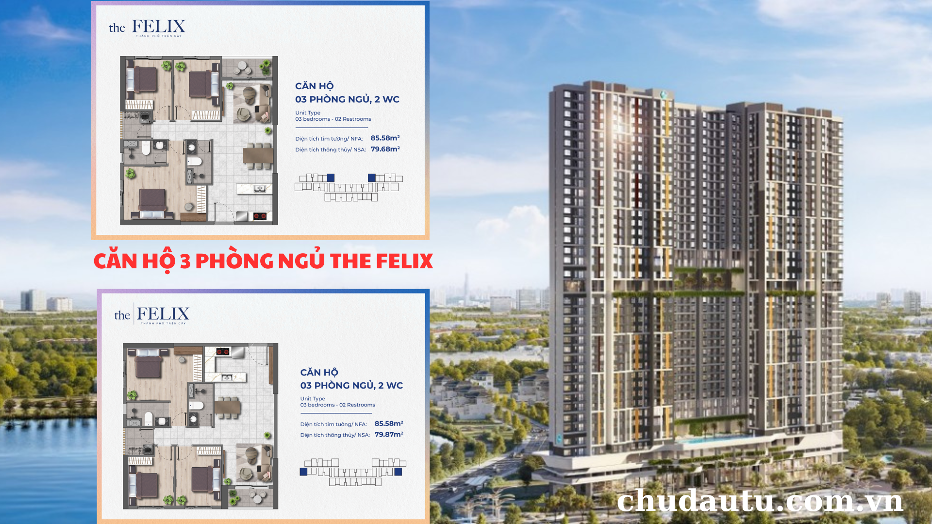 Căn hộ 3 phòng ngủ The Felix Căn hộ 3 phòng ngủ The Felix