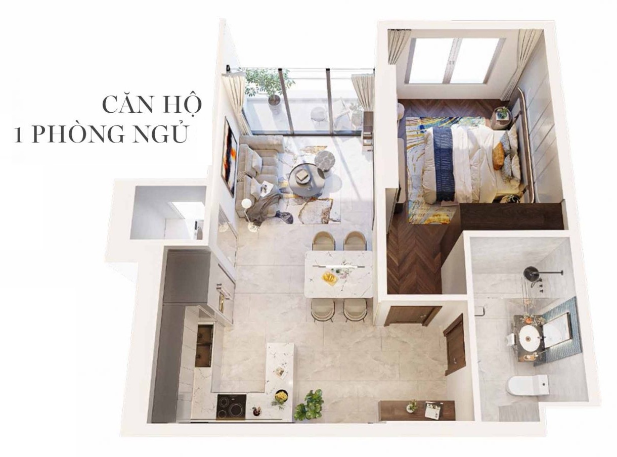 Thiết kế căn hộ Happy One lái Thiêu 1 phòng ngủ Thiết kế căn hộ Happy One lái Thiêu 1 phòng ngủ