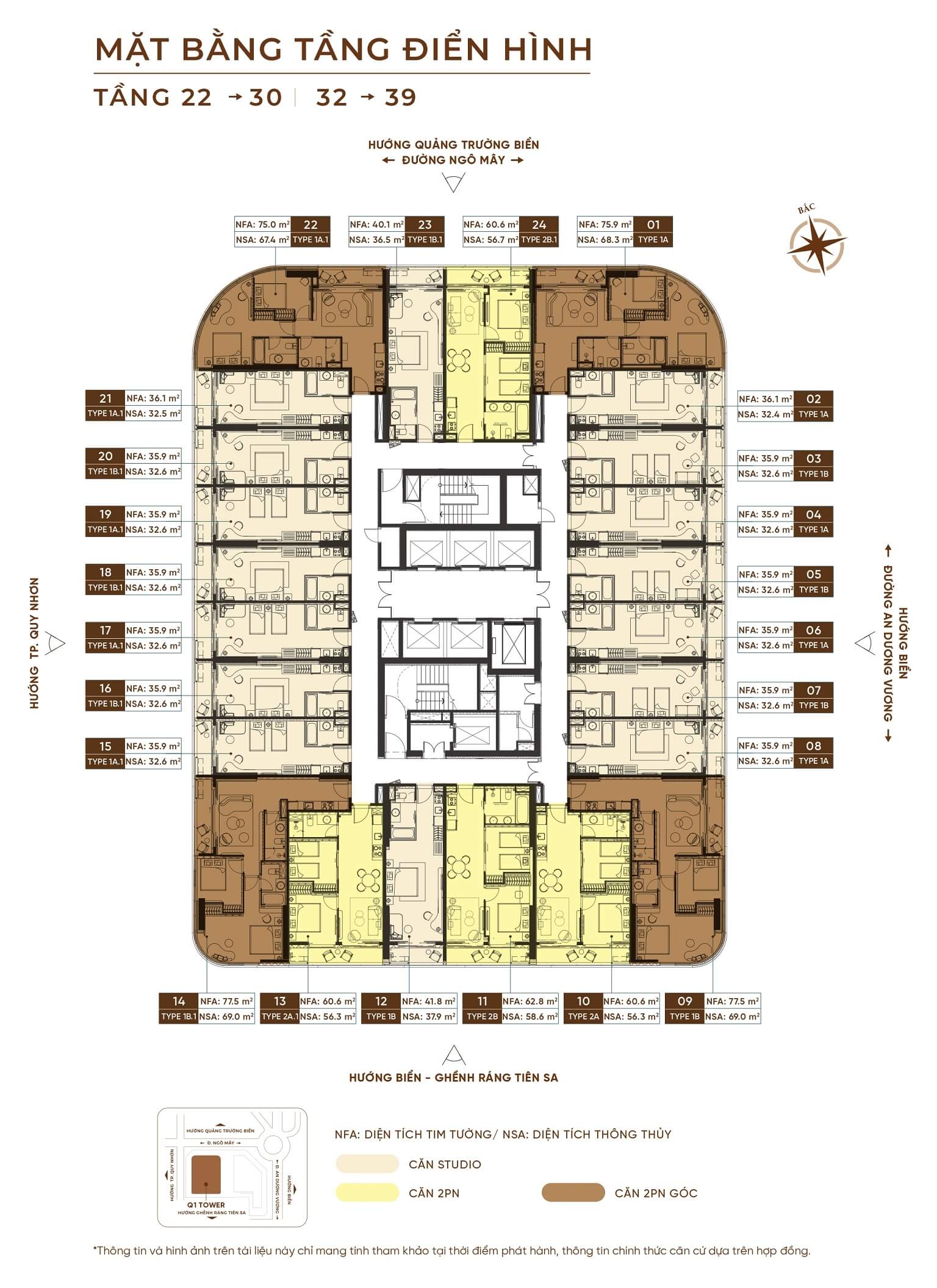 Mặt bằng tầng 22 đến 30 và 32 đến 39 dự án Q1 Tower Mặt bằng tầng 22 đến 30 và 32 đến 39 dự án Q1 Tower
