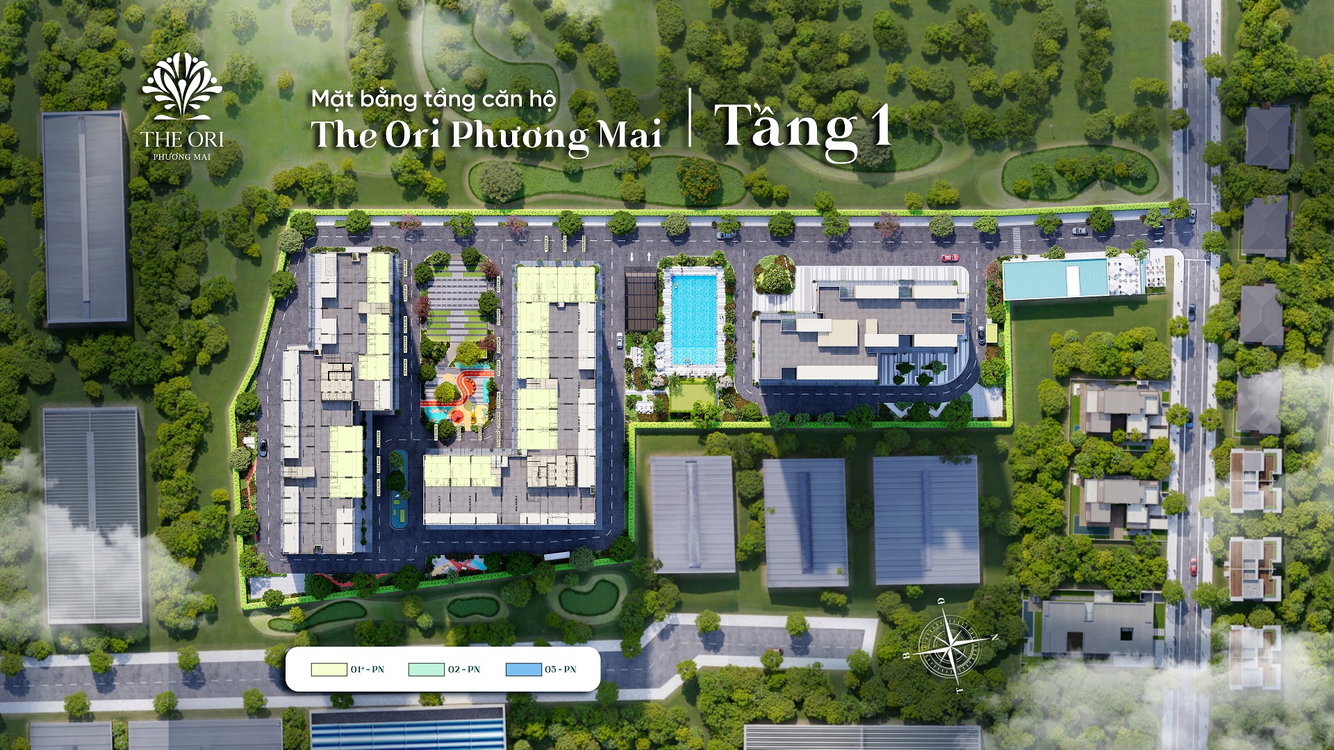 Mặt bằng tầng 1 nhà ở xã hội The Ori Phương Mai The Ori Phương Mai