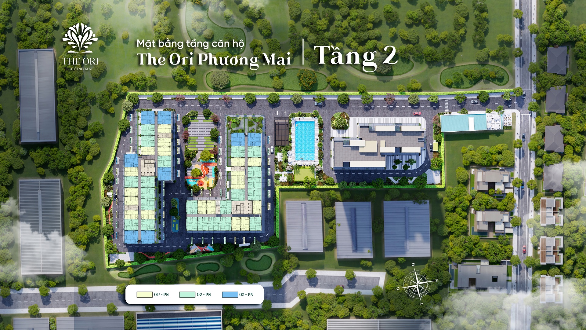 Mặt bằng tầng 2 nhà ở xã hội The Ori Phương Mai The Ori Phương Mai