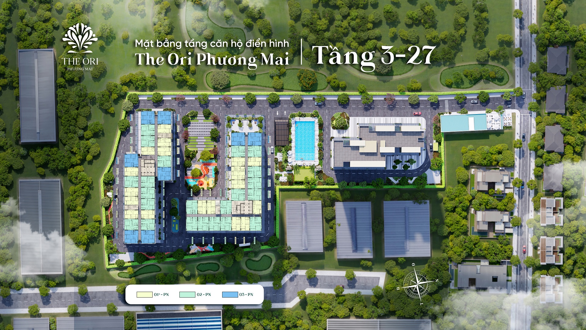Mặt bằng tầng 3 đến 27 nhà ở xã hội The Ori Phương Mai The Ori Phương Mai