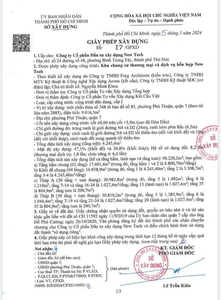Giấy phép xây dựng Vlasta Premier Vlasta Premier