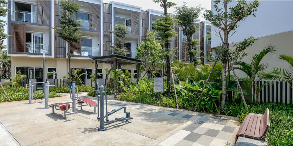 Khu tập thể dục ngoài trời trong dự án nhà phố của keppel Land Palm Residence