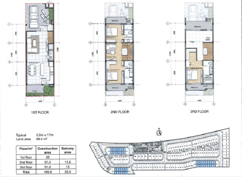 Mặt bằng thiết kế nhà phố diện tích 5×17 Palm Residence