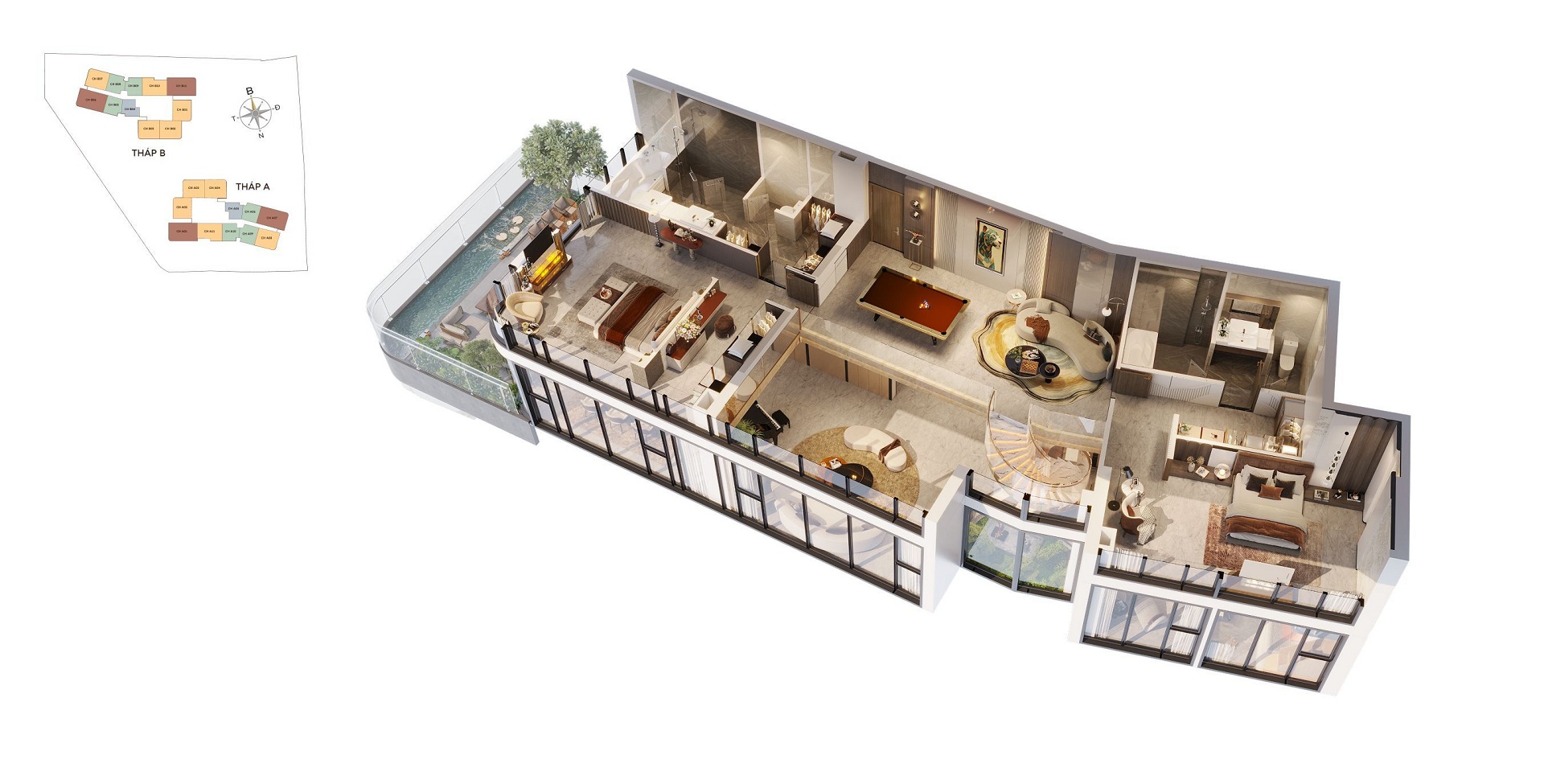 Tháp A căn hộ 4PN Penhouse Duplex Vlasta Premier