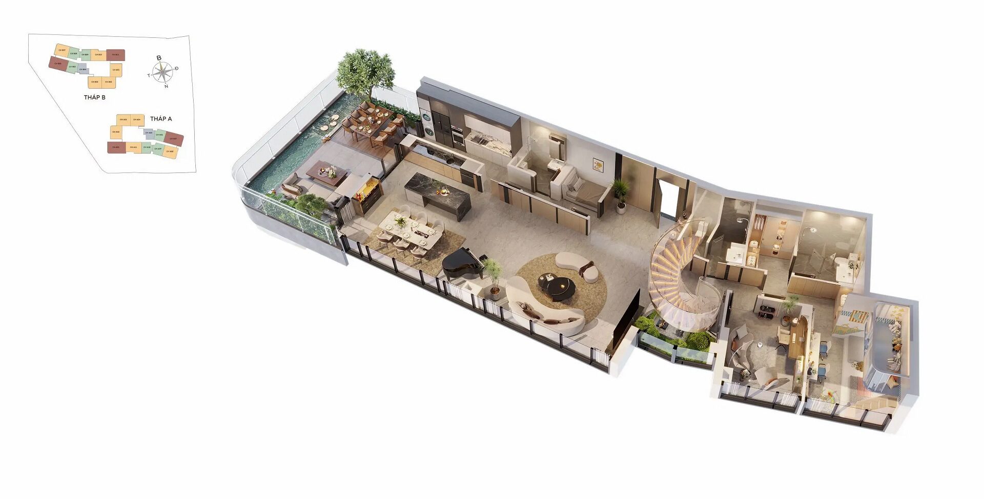 Tháp A căn hộ 4PN Penhouse Duplex Vlasta Premier
